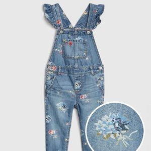 Toddler Girl’s Floral Denim Overalls / size 2